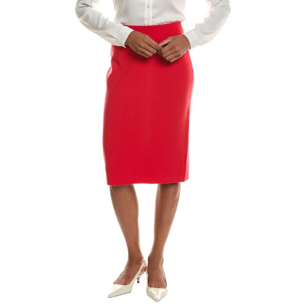 St. John Womens Milano Knit Skirt, Red